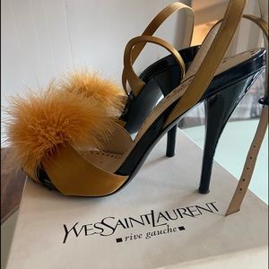 YSL Yves Saint Laurent feather heels